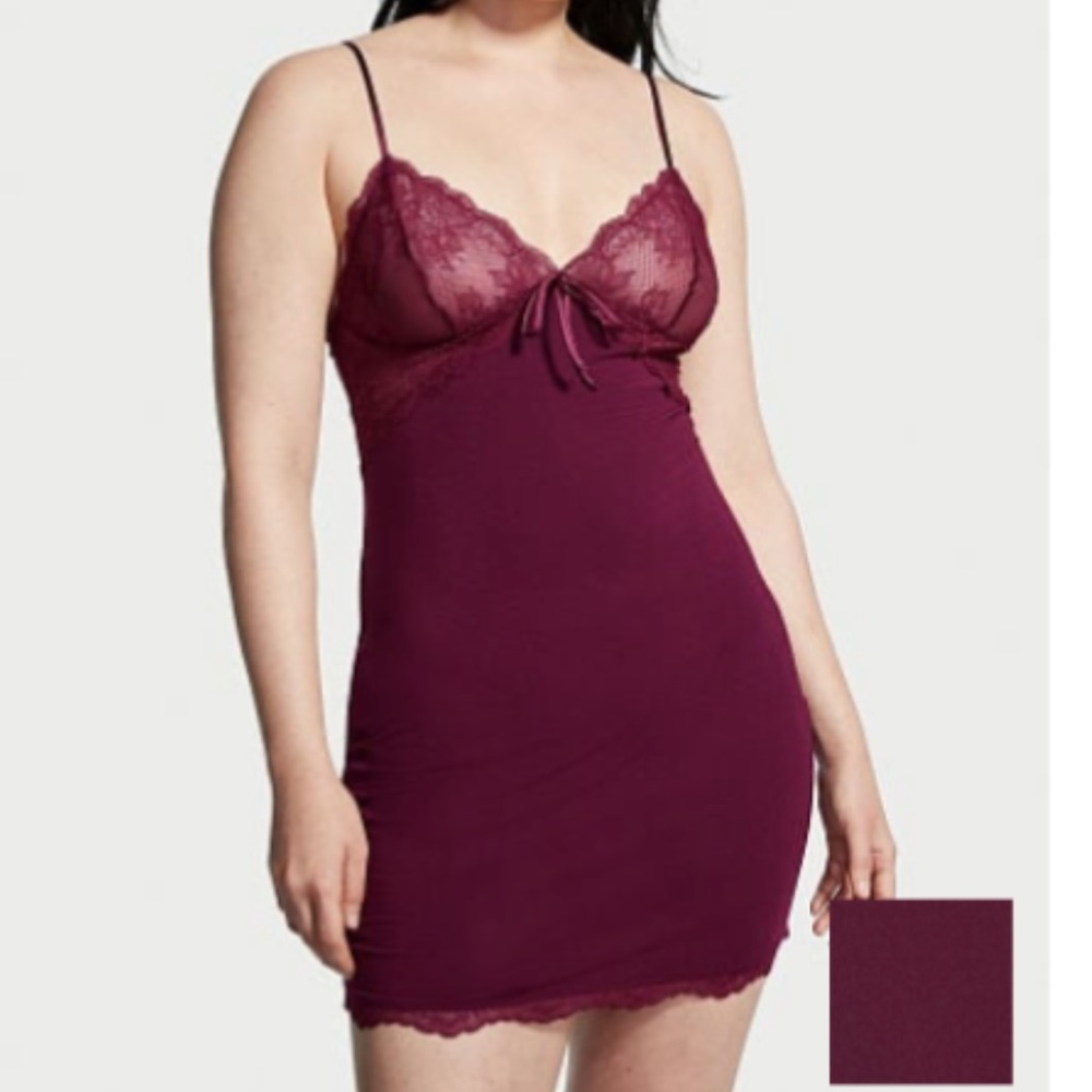 Victoria’s Secret Burgundy Modal Lace Mini Slip NWT